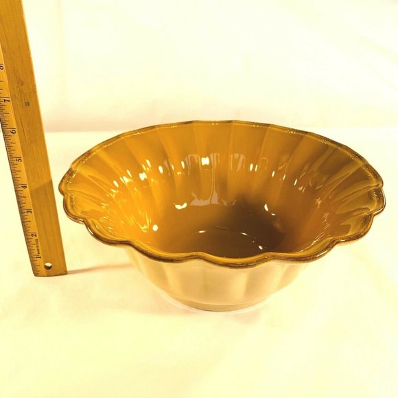 CASAFINA Casastone Autumn Waves‎ Large Stoneware Serving Bowl Mustard Yellow 11" - Picture 10 of 10